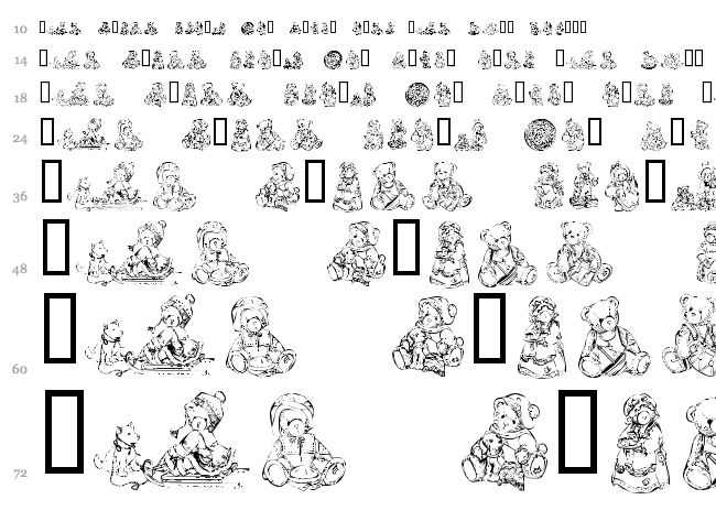KR Adorable Teddies font waterfall
